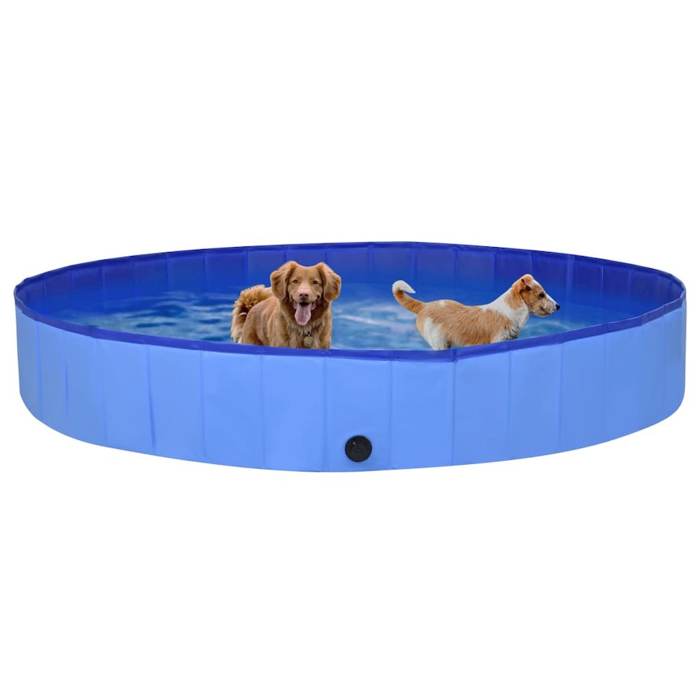 Dog Swimming Pool Blue PVC 118.1 x 15.7 in Collapsible