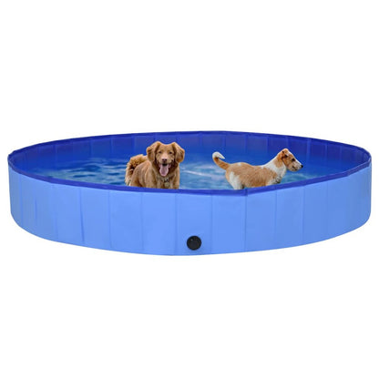 Dog Swimming Pool Blue PVC 118.1 x 15.7 in Collapsible