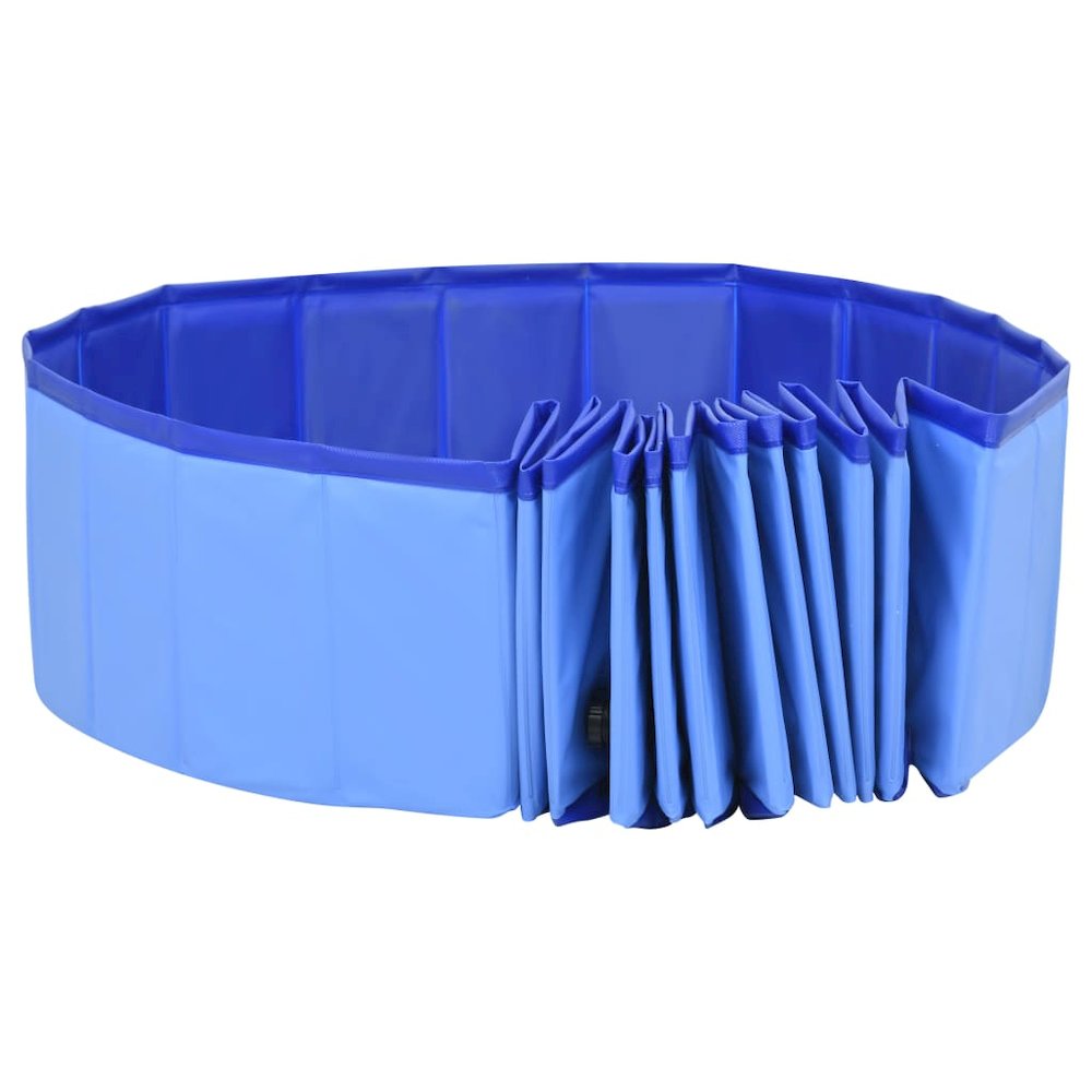 Dog Swimming Pool Blue PVC 118.1 x 15.7 in Collapsible