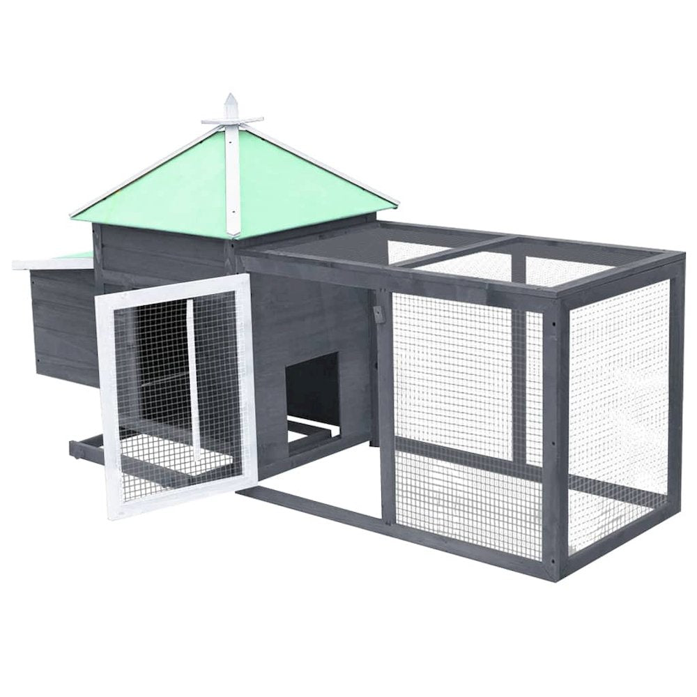 Chicken Coop Grey Solid Firwood, Plywood, Galvanized Steel Large