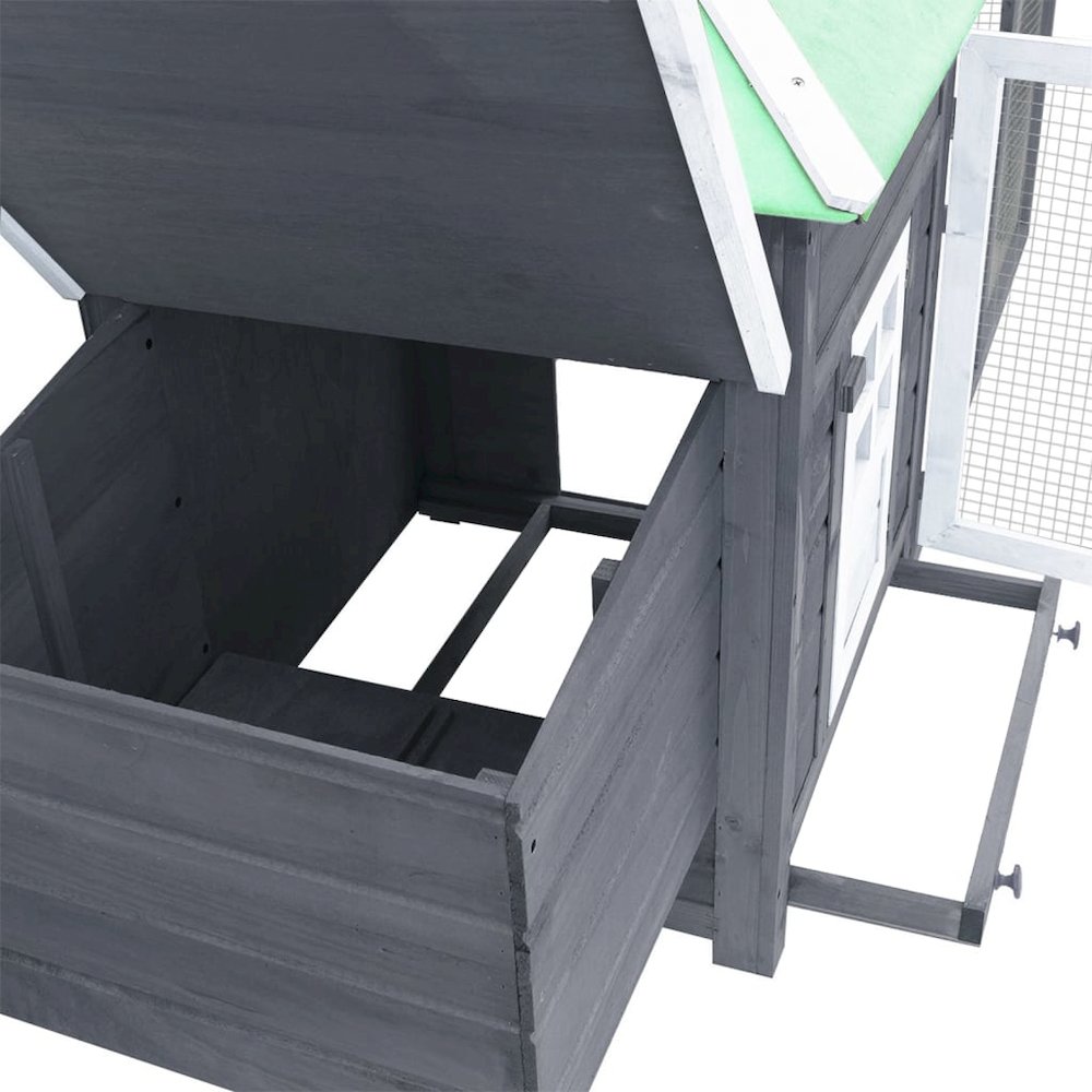 Chicken Coop Grey Solid Firwood, Plywood, Galvanized Steel Large