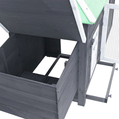 Chicken Coop Grey Solid Firwood, Plywood, Galvanized Steel Large