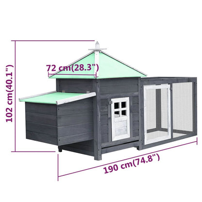 Chicken Coop Grey Solid Firwood, Plywood, Galvanized Steel Large