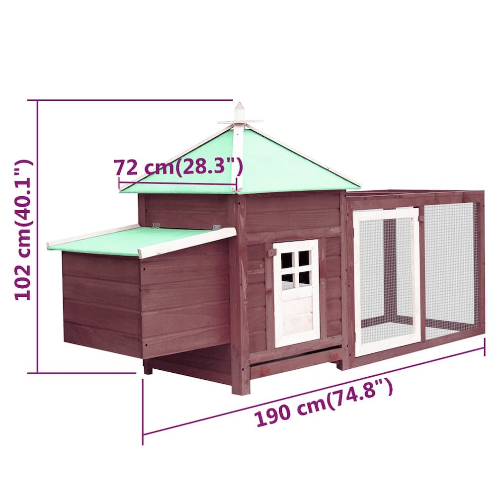 Chicken Coop Mocha Solid Firwood, Plywood, Galvanized Steel Large