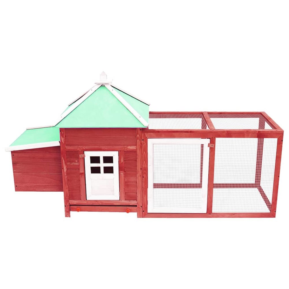 Chicken Coop Red Solid Firwood, Plywood, Galvanized Steel Large