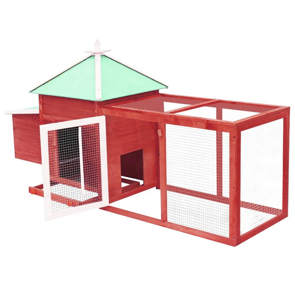 Chicken Coop Red Solid Firwood, Plywood, Galvanized Steel Large