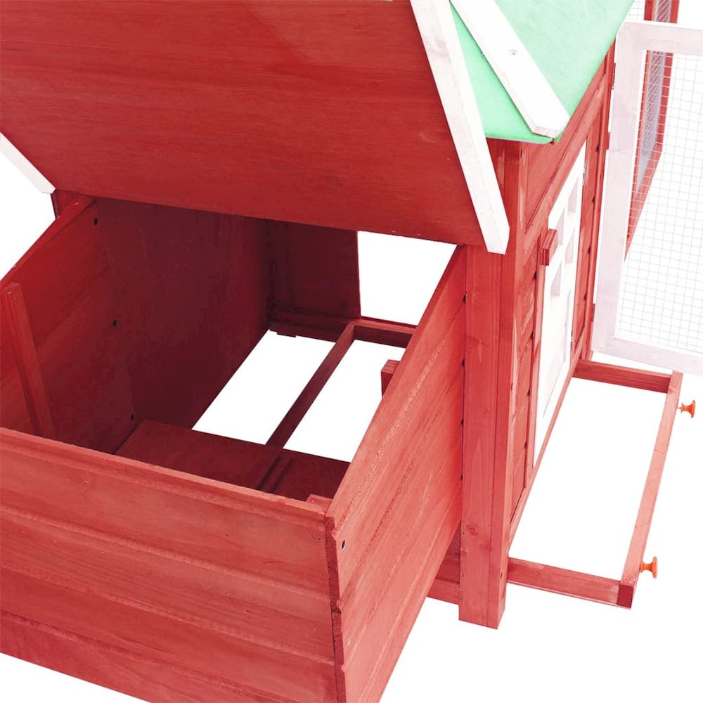 Chicken Coop Red Solid Firwood, Plywood, Galvanized Steel Large