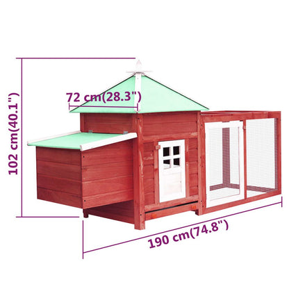 Chicken Coop Red Solid Firwood, Plywood, Galvanized Steel Large