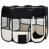 Dog Playpen Black And Cream Polyester, Steel 35.4W x 35.4D x 22.8H