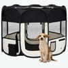 Dog Playpen Black And Cream Polyester, Steel 35.4W x 35.4D x 22.8H