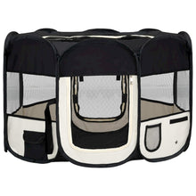 Dog Playpen Black And Cream Polyester And Steel Medium Foldable