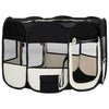 Dog Playpen Black And Cream Polyester And Steel Medium Foldable