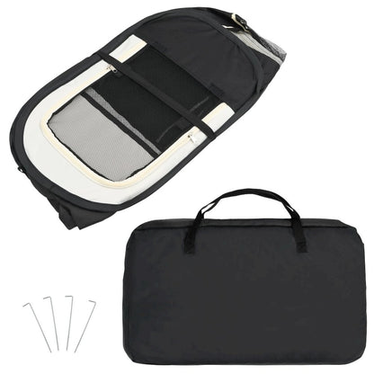 Dog Playpen Black And Cream Polyester And Steel Medium Foldable