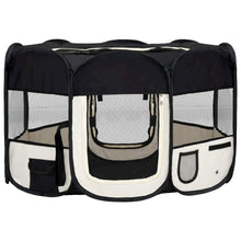Dog Playpen Black And Cream Polyester, Steel 49.2W x 49.2D x 24H