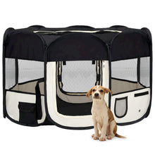 Dog Playpen Black And Cream Polyester, Steel 49.2W x 49.2D x 24H