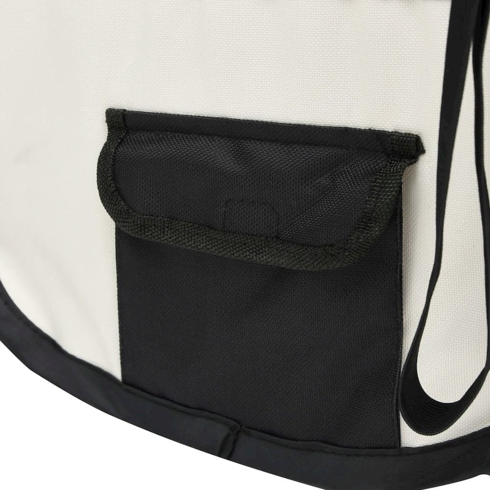 Dog Playpen Black and Cream Polyester Foldable Dog Playpen
