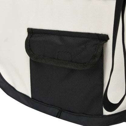 Dog Playpen Black and Cream Polyester Foldable Dog Playpen