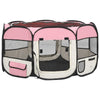 Dog Playpen Pink And Cream Polyester