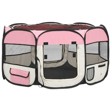 Dog Playpen Pink And Cream Polyester