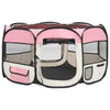Dog Playpen Pink And Cream Polyester