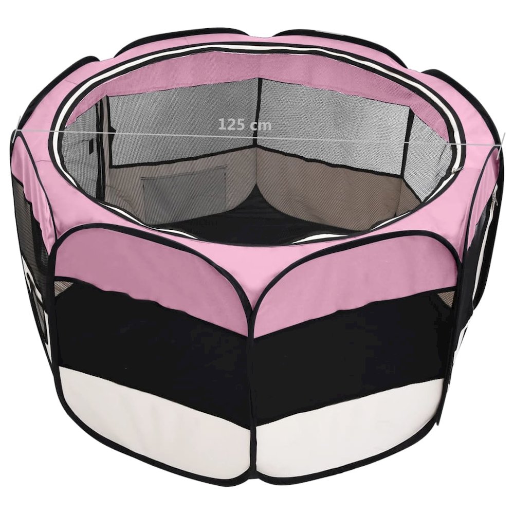 Dog Playpen Pink And Cream Polyester