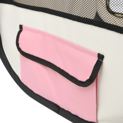 Dog Playpen Pink And Cream Polyester