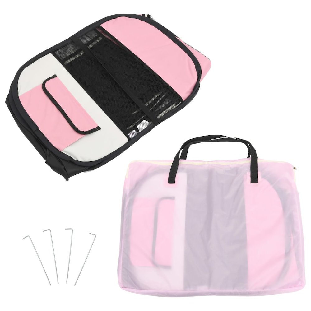 Dog Playpen Pink And Cream Polyester
