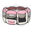 Dog Playpen Pink And Cream Polyester