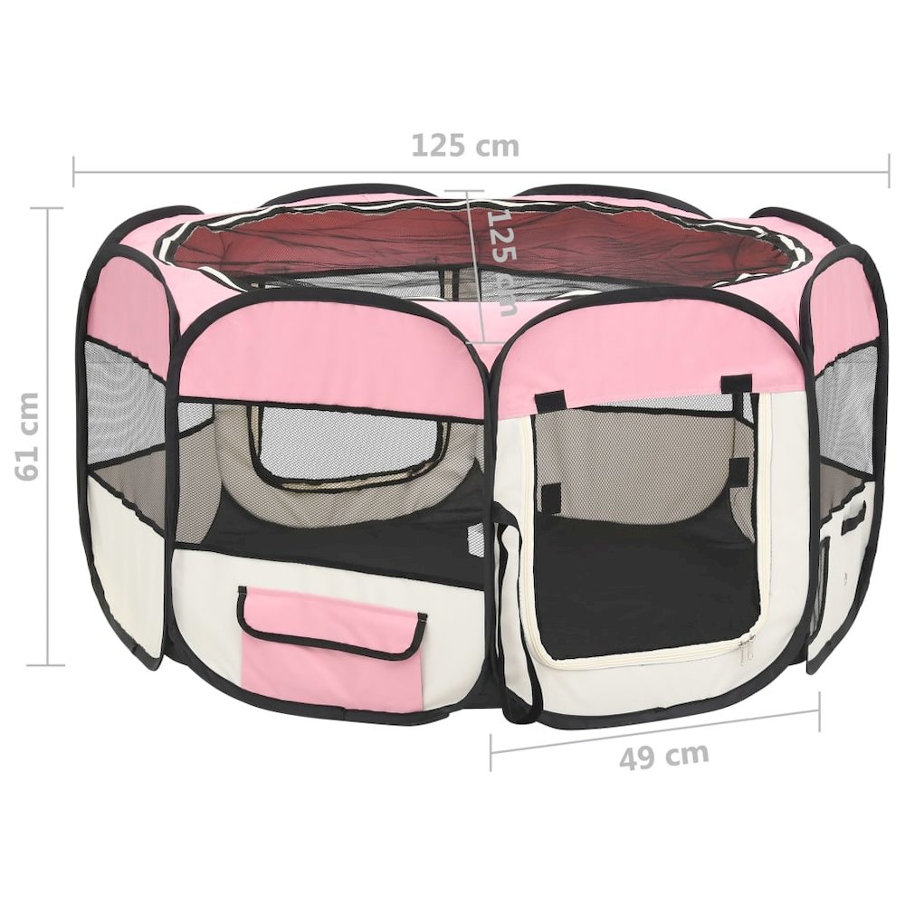 Dog Playpen Pink And Cream Polyester