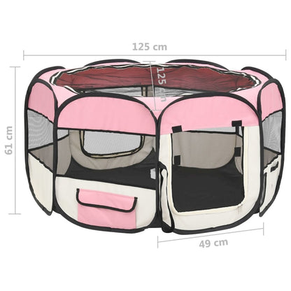 Dog Playpen Pink And Cream Polyester