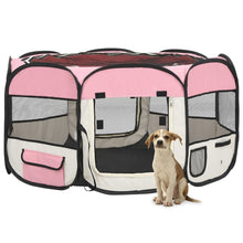 Dog Playpen Pink And Cream Polyester