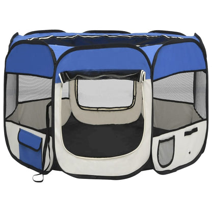 Dog Playpen Blue and cream Polyester, steel 35.4 x 35.4 x 22.8 in