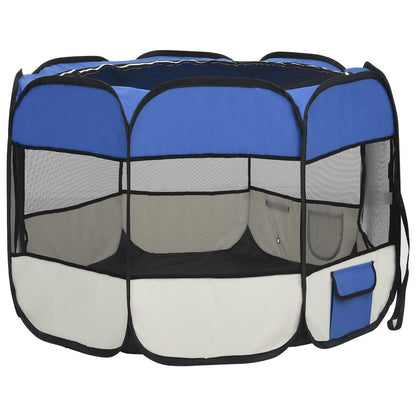Dog Playpen Blue and cream Polyester, steel 35.4 x 35.4 x 22.8 in