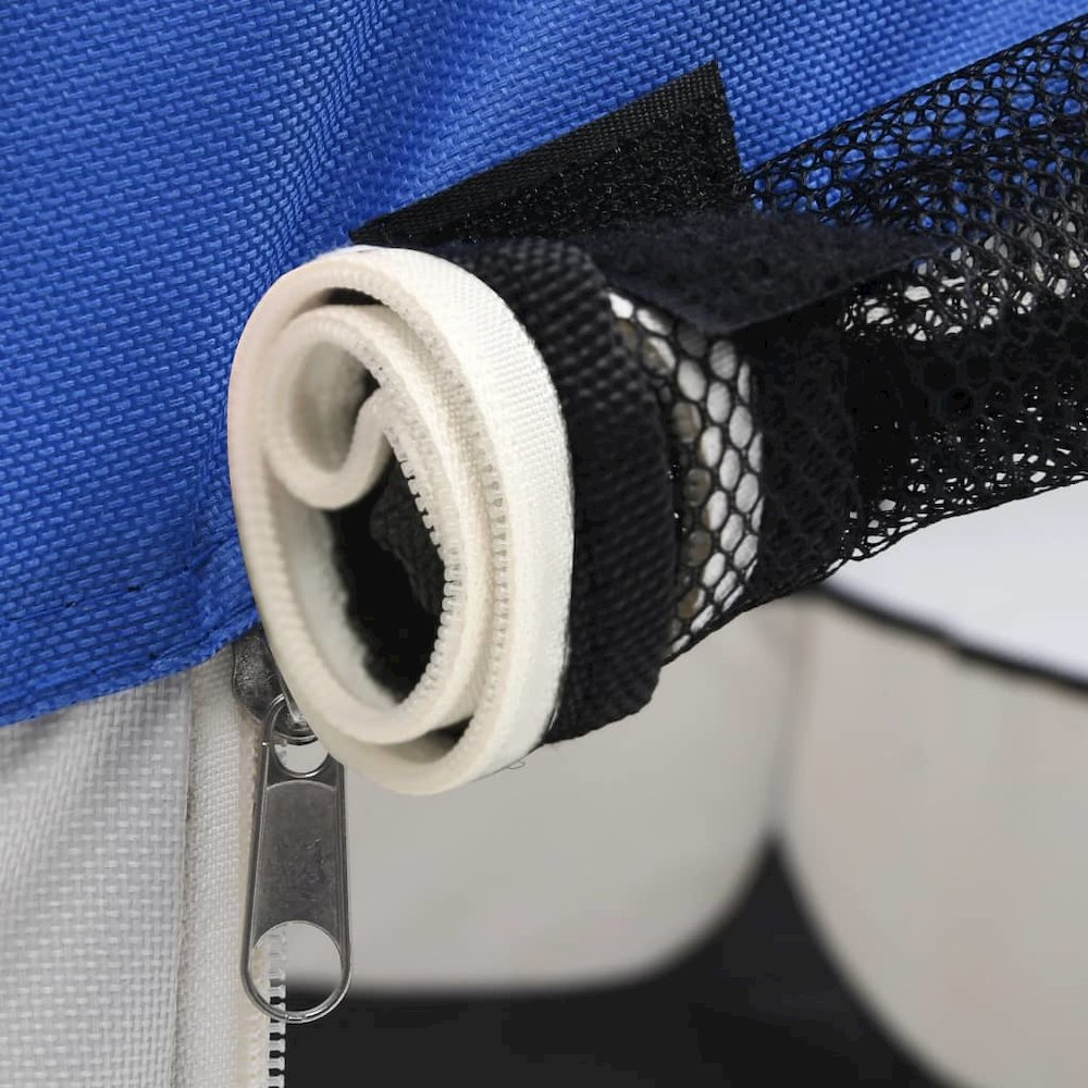 Dog Playpen Blue And Cream Polyester, Steel 35.4W x 35.4D x 22.8H