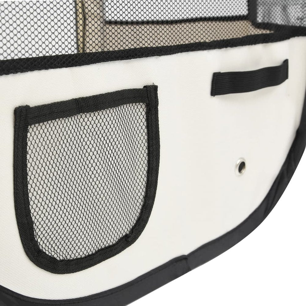 Dog Playpen Blue And Cream Polyester, Steel 35.4W x 35.4D x 22.8H