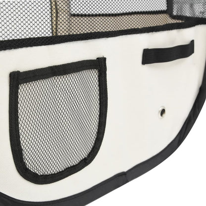 Dog Playpen Blue And Cream Polyester, Steel 35.4W x 35.4D x 22.8H