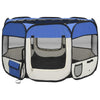 Dog Playpen Blue And Cream Polyester, Steel 43.3W x 43.3D x 22.8H