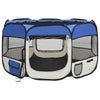 Dog Playpen Blue And Cream Polyester, Steel 43.3W x 43.3D x 22.8H