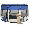 Dog Playpen Blue And Cream Polyester, Steel 43.3W x 43.3D x 22.8H