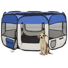 Dog Playpen Blue Polyester Medium Collapsible