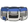 Dog Playpen Blue And Cream Polyester, Steel 57.1W x 57.1D x 24H