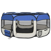 Dog Playpen Blue And Cream Polyester, Steel 57.1W x 57.1D x 24H