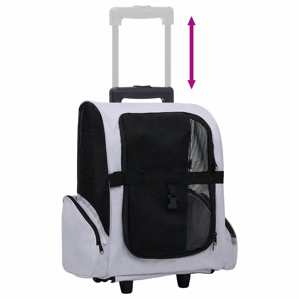 Pet Trolley Grey Fabric Collapsible Pet Trolley Rectangular
