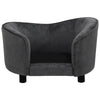 Dog Sofa Dark Grey Plush (80% Polyester, 20% Cotton), Solid Fir Wood