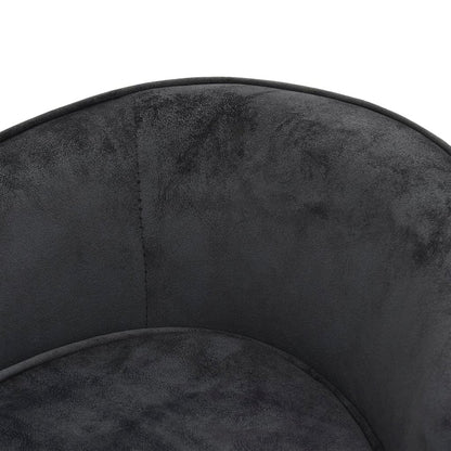 Dog Sofa Dark Grey Plush (80% Polyester, 20% Cotton), Solid Fir Wood