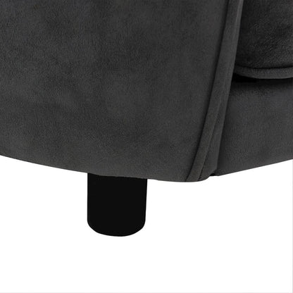 Dog Sofa Dark Grey Plush (80% Polyester, 20% Cotton), Solid Fir Wood