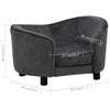 Dog Sofa Dark Grey Plush (80% Polyester, 20% Cotton), Solid Fir Wood