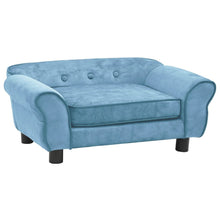 Dog Sofa Turquoise Plush, Foam, Wood Small Removable Covers