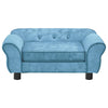 Dog Sofa Turquoise Plush, Foam, Wood Small Removable Covers