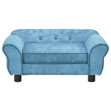 Dog Sofa Turquoise Plush, Foam, Wood Small Removable Covers